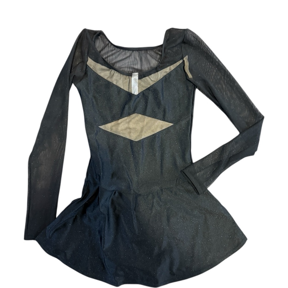 Mondor Figure Skating Dress, Black with sheer cutouts, Ladies Sz M